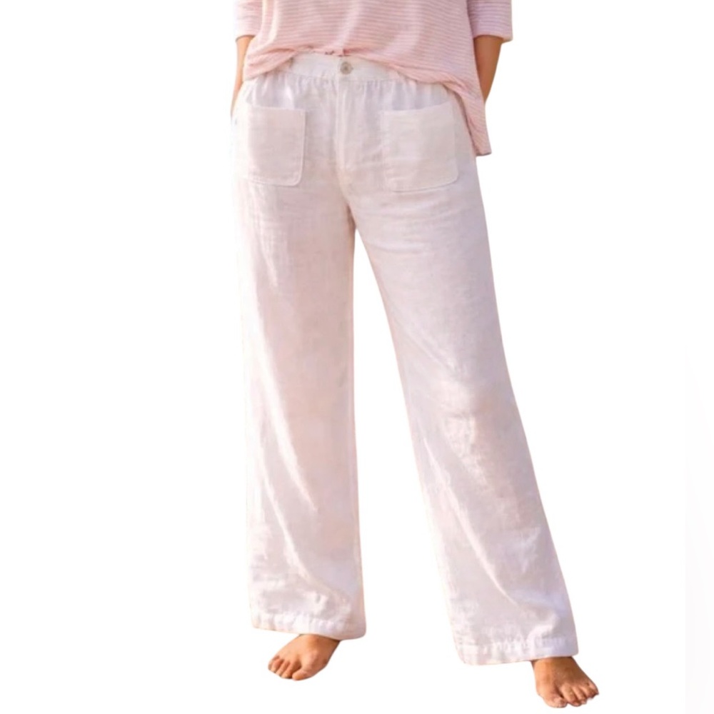 NICOLE MILLER New York white 100% Linen high rise wide leg pants size 6